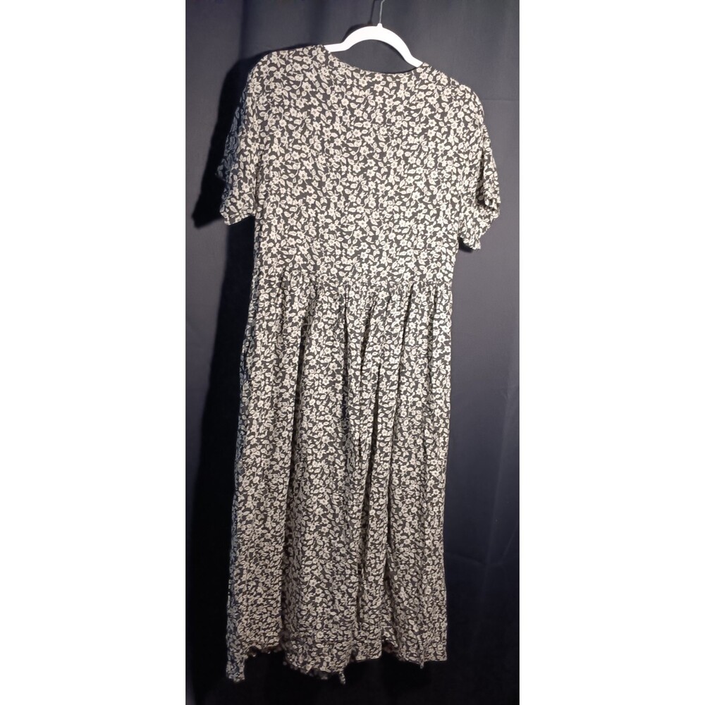 Jennifer Eden Black White Floral Cottagecore Dress Large VTG Teacher Miss Honey - Picture 4 of 5